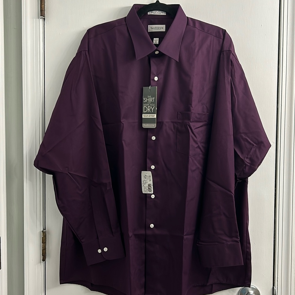 Van Heusen mens button down long sleeve, casual shirt - size 18 1/2, 34/35